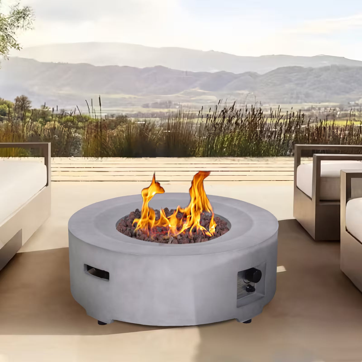 Concrete Texture Propane Gray Fire Pit